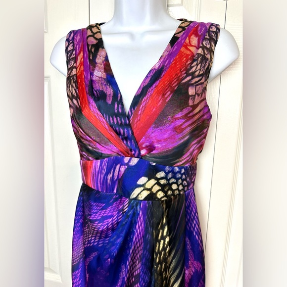 BOSTON PROPER Maxi Dress Mirrored Anaconda Python Snake Print VNeck Side Slit - Picture 5 of 13